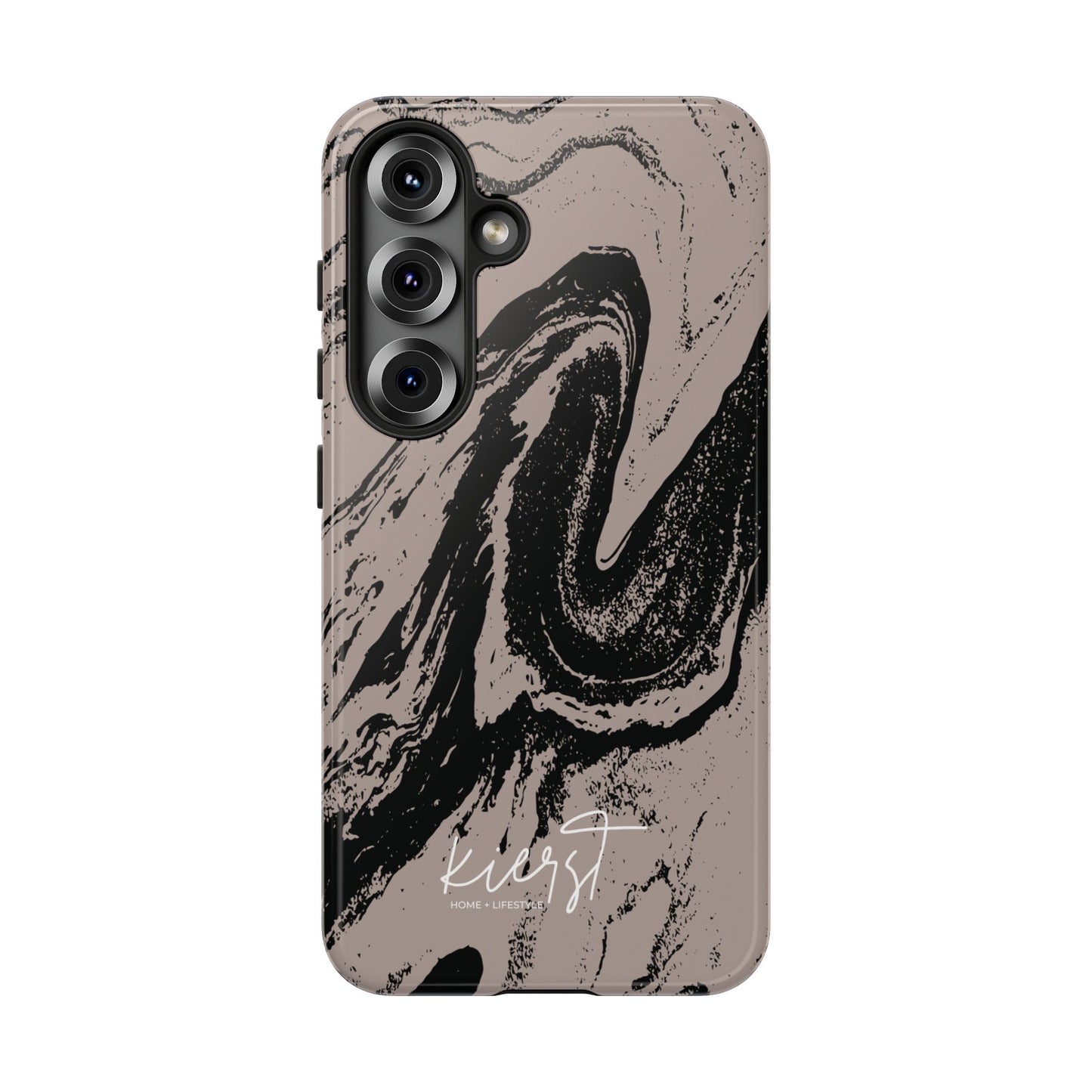 Black Marble on Taupe Samsung Galaxy Phone Case