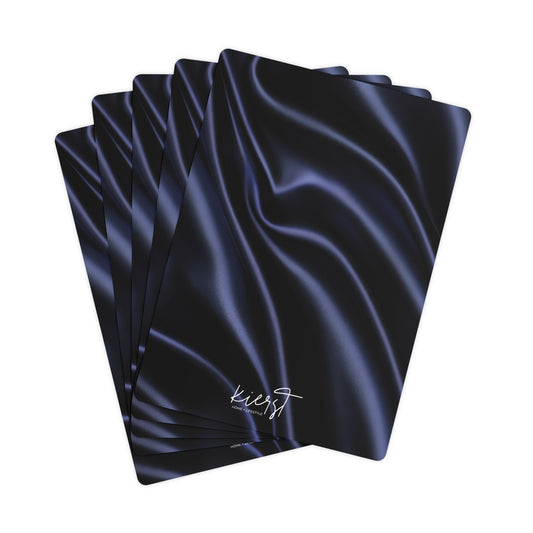 Navy Silk Print Poker Playing Cards