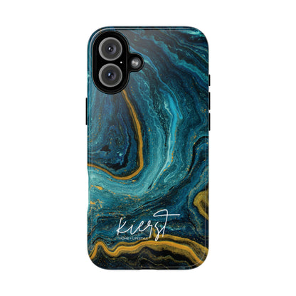 Teal & Gold Marble iPhone Case