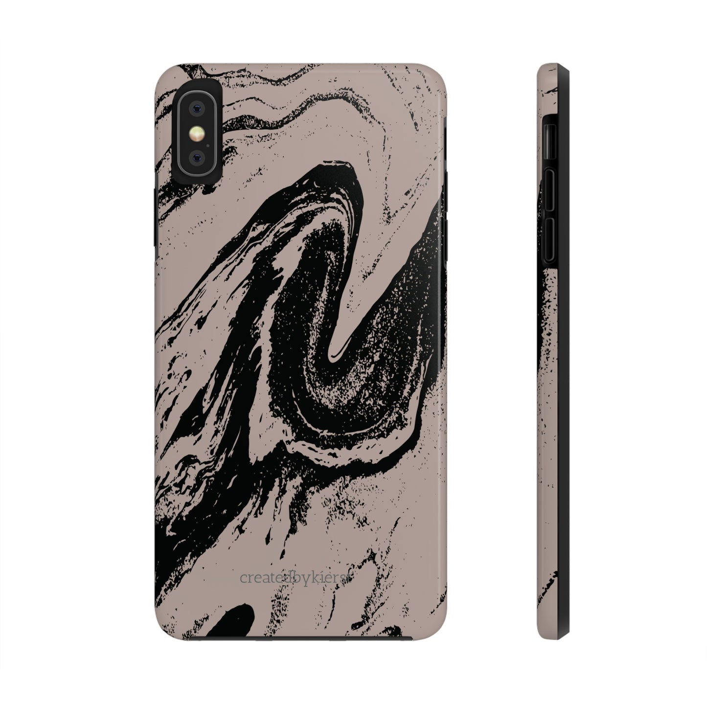 Taupe and Black Marble iPhone Case