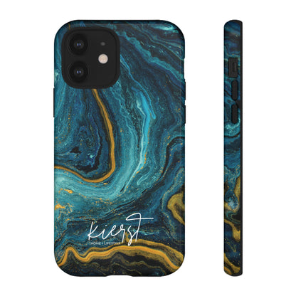 Teal & Gold Marble iPhone Case
