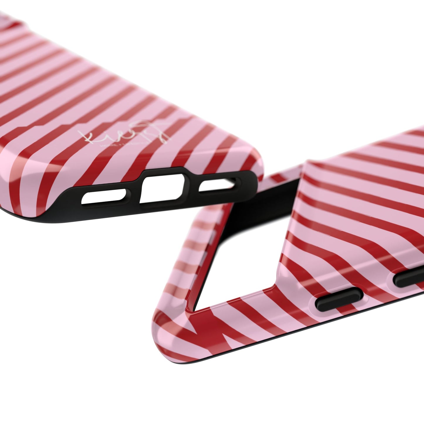 Holiday 25 Pink and Red Diagonal Striped Google Pixel Phone Case