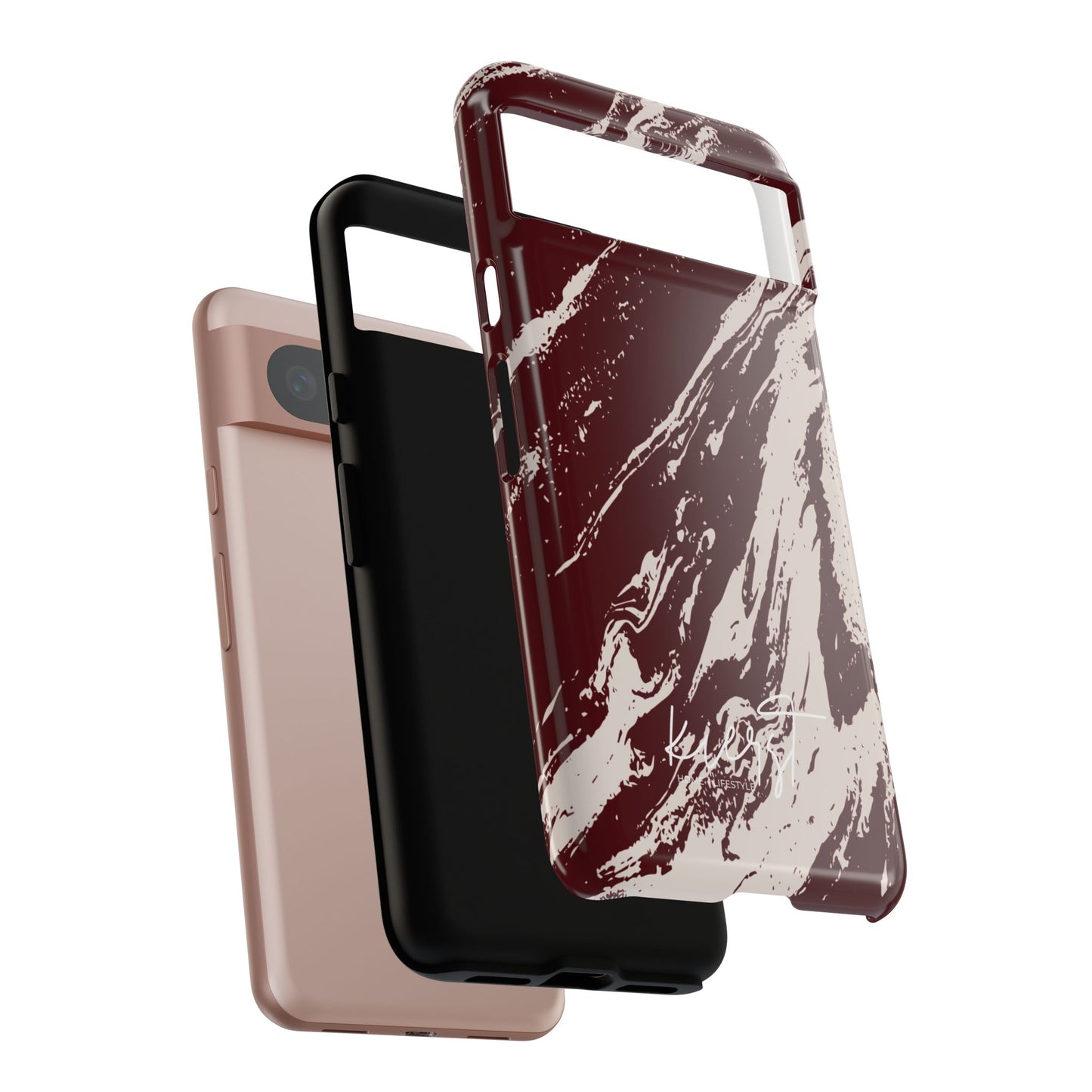 Cream Marble on Signature Velvet Noir Google Pixel Phone Case
