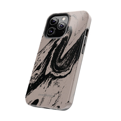 Taupe and Black Marble iPhone Case