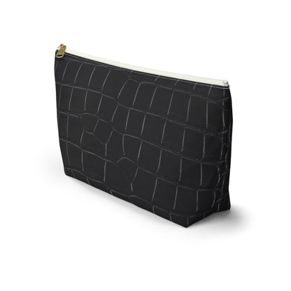 Black Crocodile Accessory Pouch w T-bottom