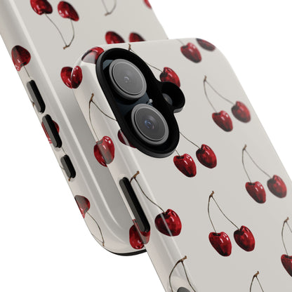Moody Cherry Stems on White Bone iPhone Case | Timeless Contrast With A Twist of Charm