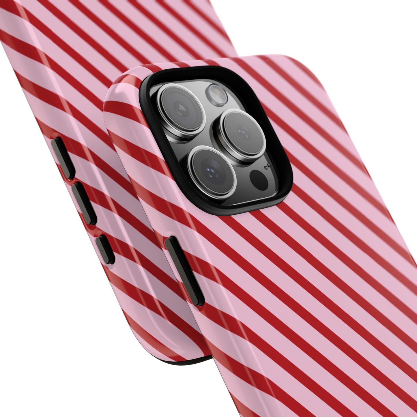 Holiday 25 Pink and Red Diagonal Striped iPhone Case