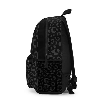 Grey on Black Leopard Backpack