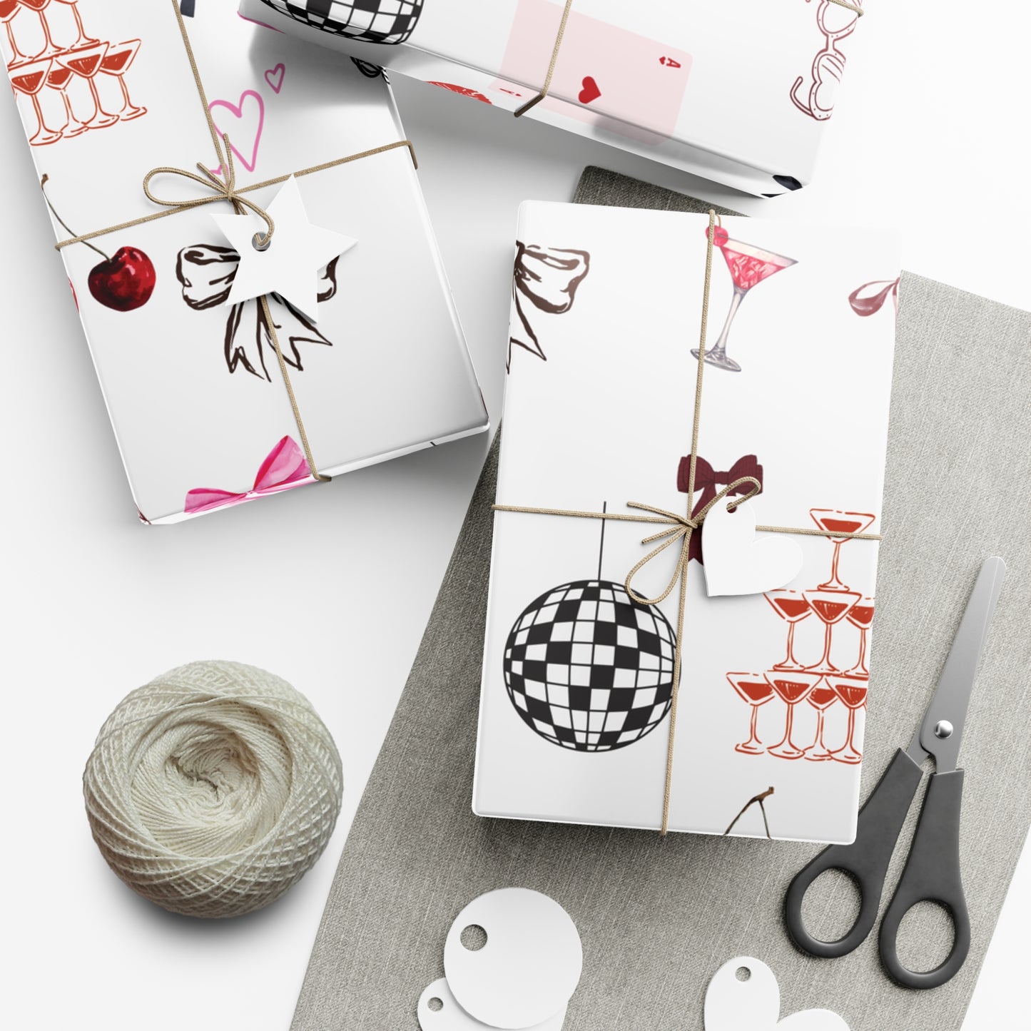 Grey Edge of Romance Wrapping Paper | Glamorous Sticker-Inspired Gift Wrap