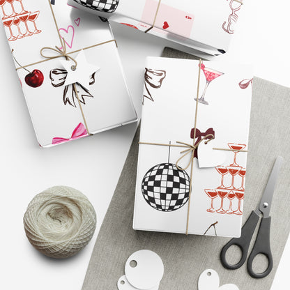 Grey Edge of Romance Wrapping Paper | Glamorous Sticker-Inspired Gift Wrap