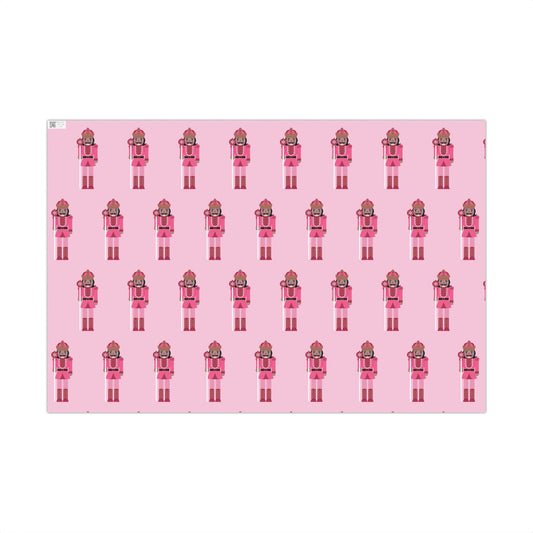 Tan Nutcracker on Pink Wrapping paper