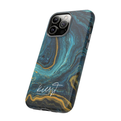 Teal & Gold Marble iPhone Case