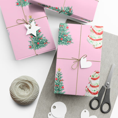 Colorful Christmas on Pink Gift Wrapping Paper