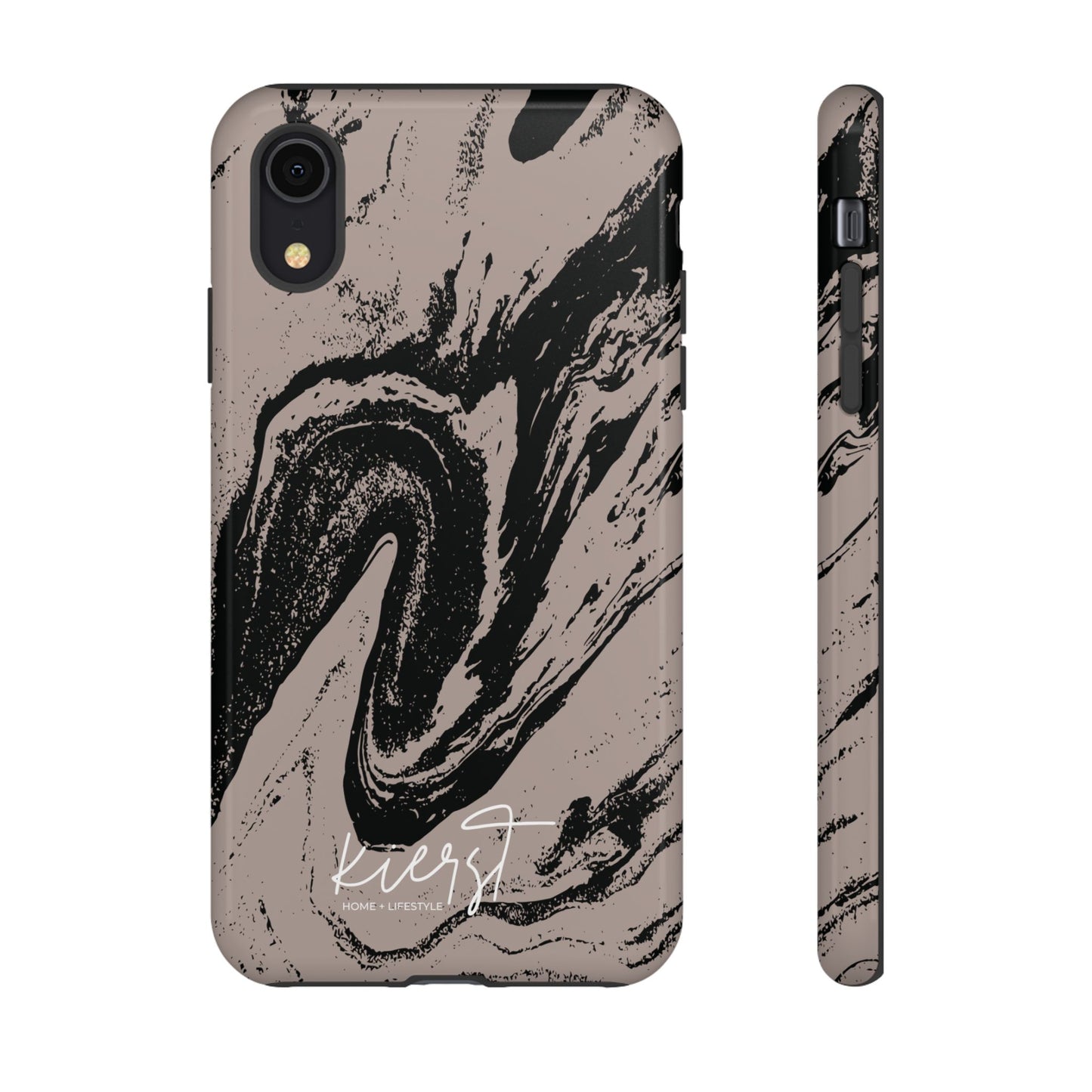 Taupe and Black Marble iPhone Case