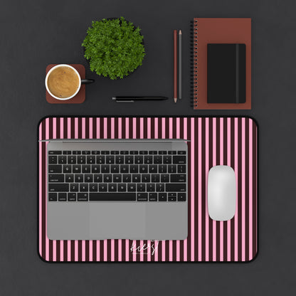 Signature Velvet Noir + Pink Stripes Desk Mat