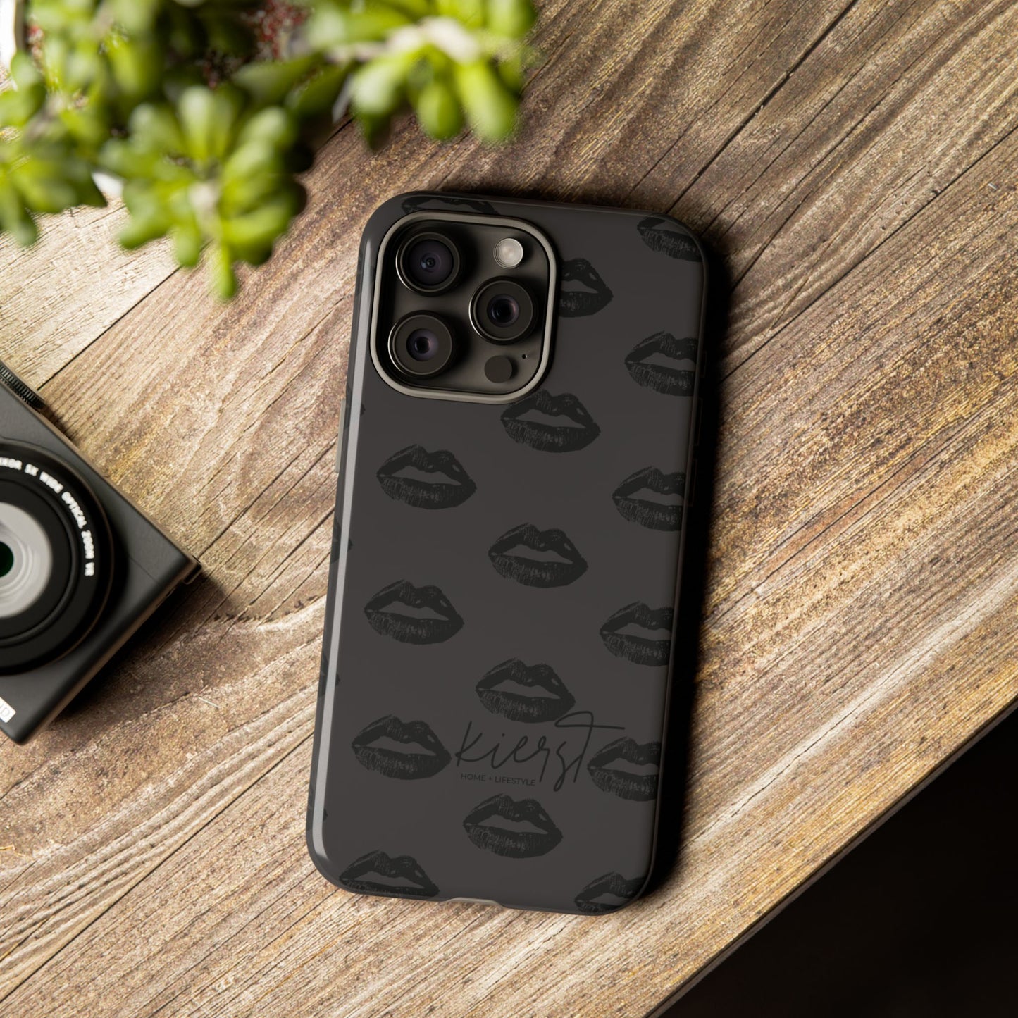 Black Lips on Charcoal iPhone Case