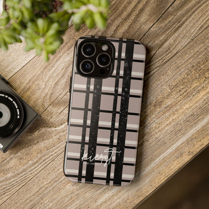 Taupe, Cream, and Black Plaid iPhone Case