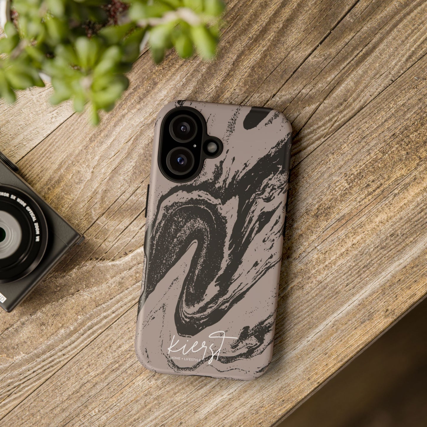 Taupe and Black Marble iPhone Case