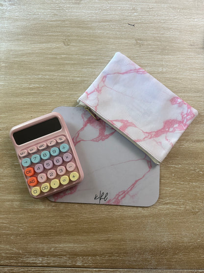 Pink + White Marble Mouse Pad