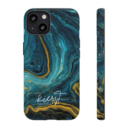 Teal & Gold Marble iPhone Case