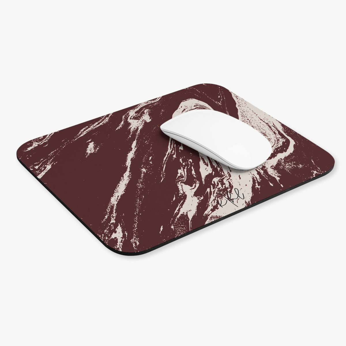 Cream Marble on Signature Velvet Noir Mouse Pad