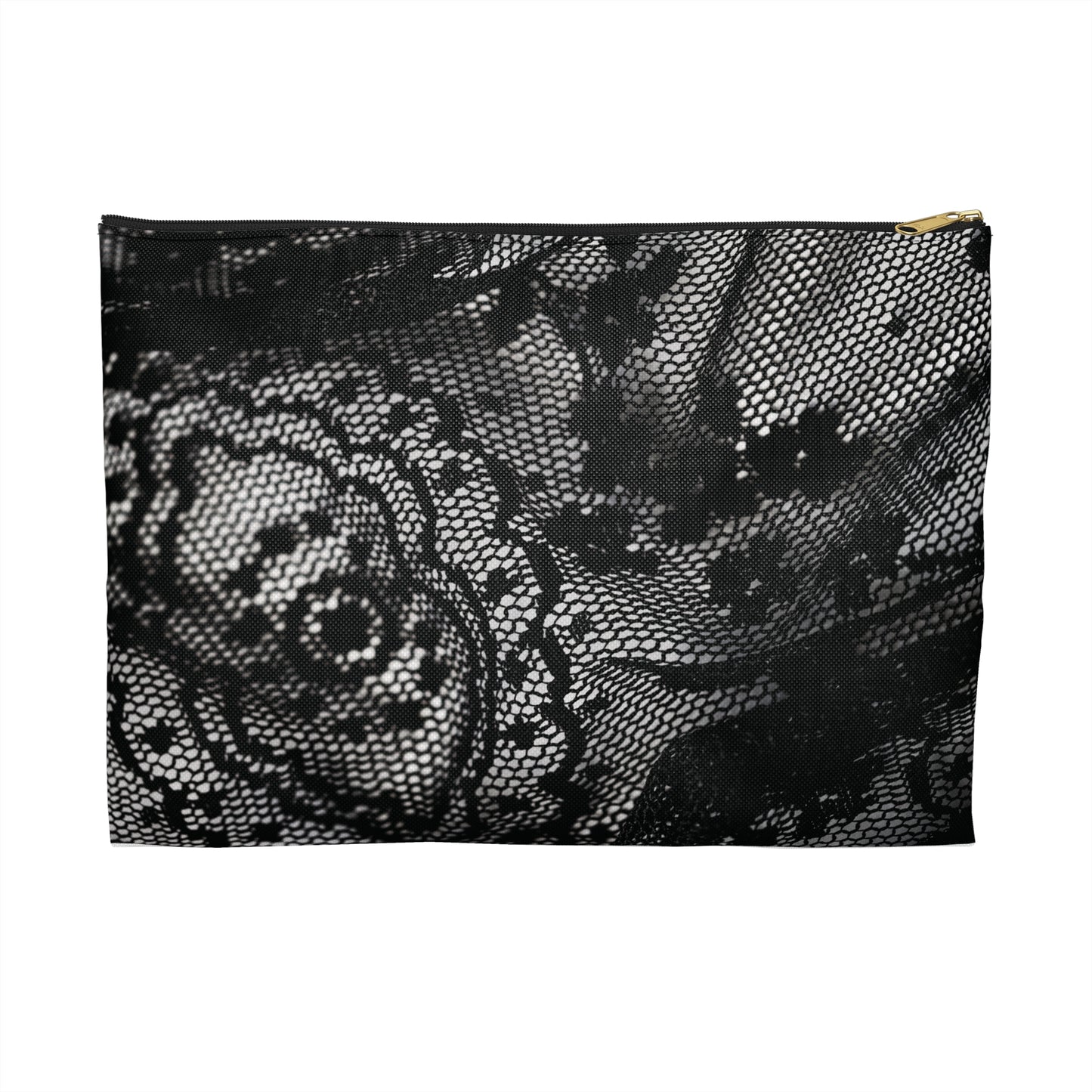 Black + White Lace Print Accessory Pouch