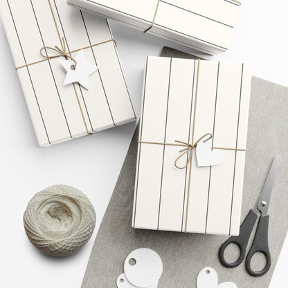 Cream With Grey Pinstripe Gift Wrapping Paper