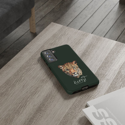 Leopard Head on Signature Midnight Pine Samsung Galaxy Case