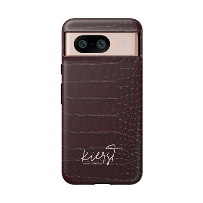Signature Velvet Noir Crocodile Print Google Pixel Phone Case