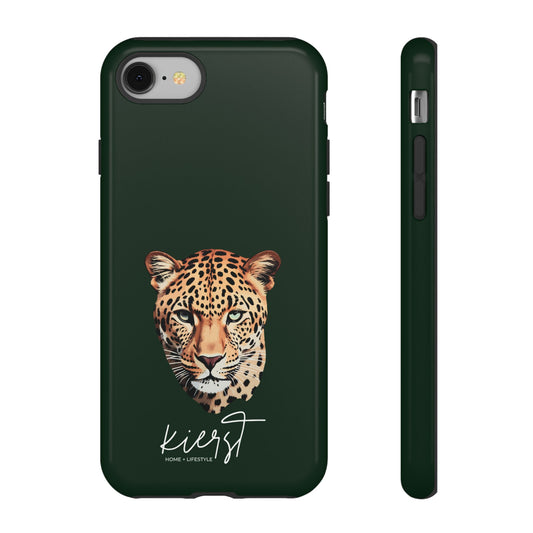 Leopard Head on Signature Midnight Pine iPhone Case | Designed to Stand Out