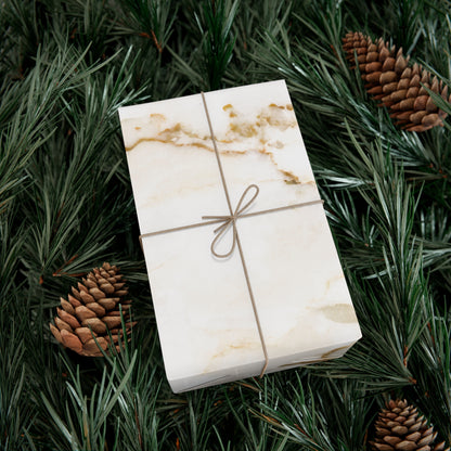 White Cream and Gold Marble Gift Wrapping Paper