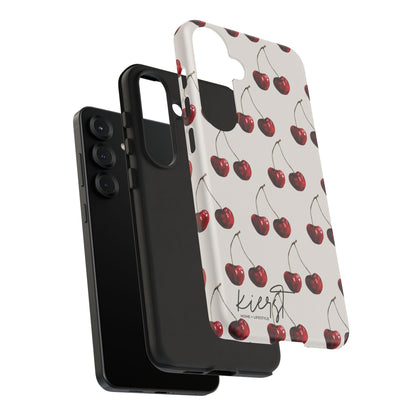 Moody Cherry Stems on White Bone Samsung Galaxy Phone Case