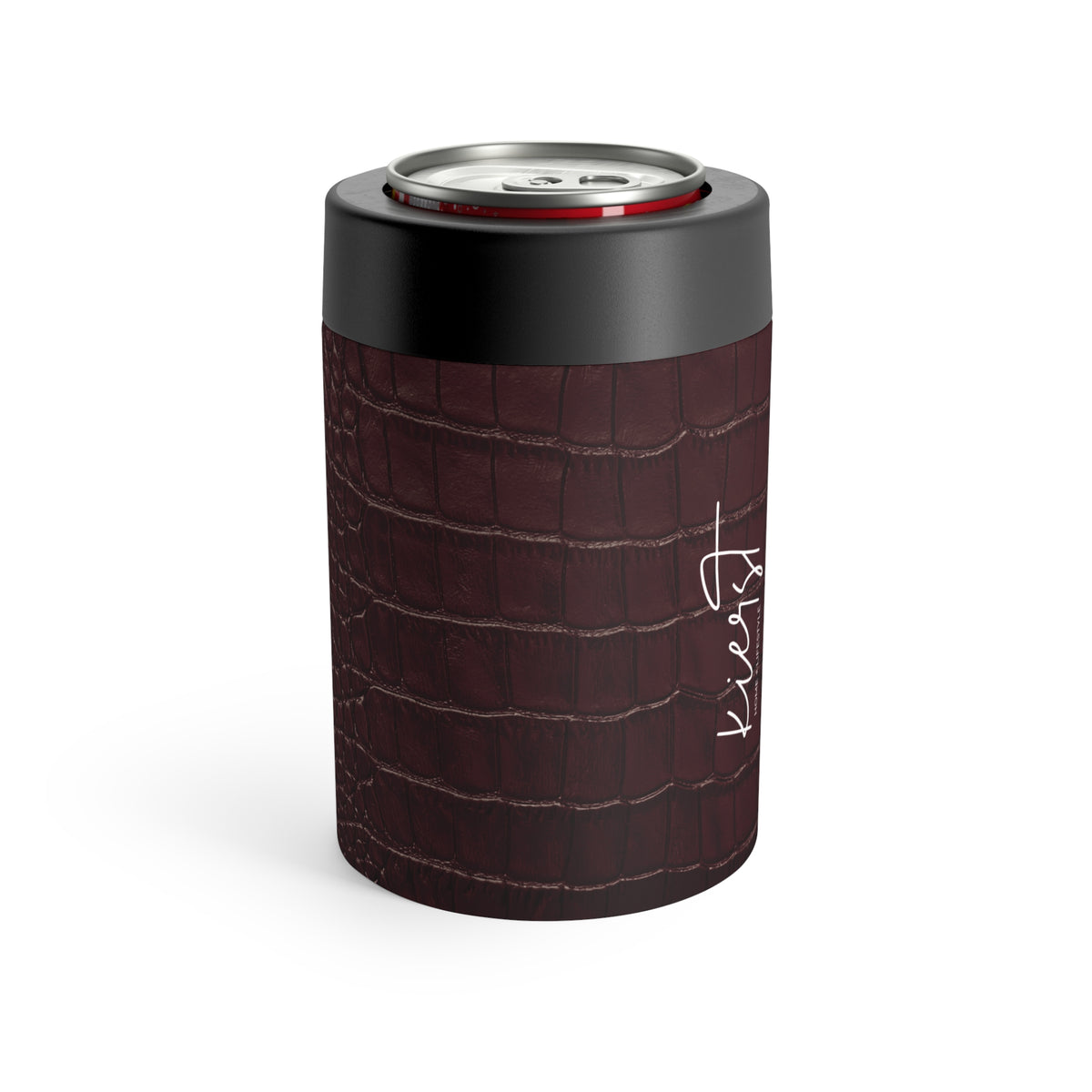Signature Velvet Noir Crocodile Print Can Holder