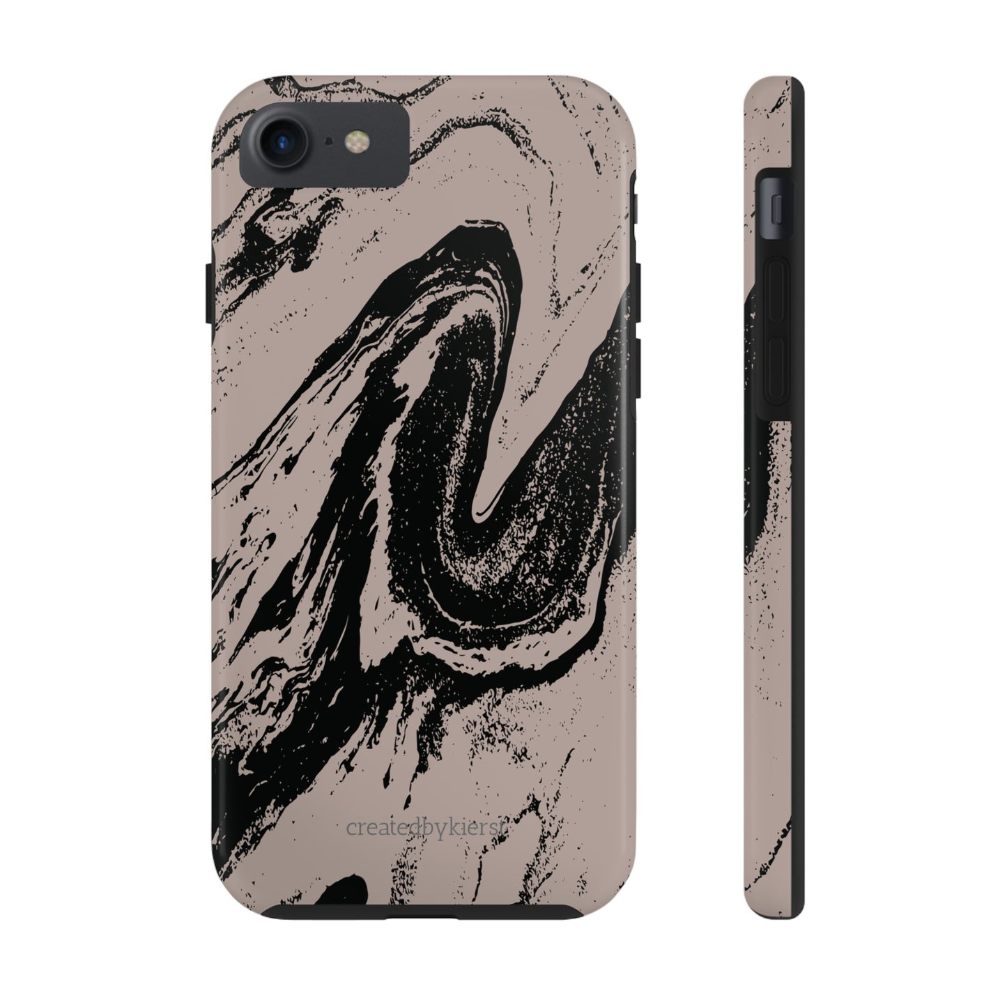 Taupe and Black Marble iPhone Case