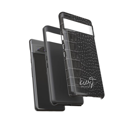 Black Crocodile Print Google Pixel Phone Case