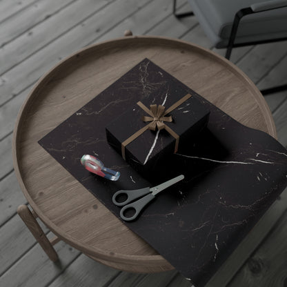 Black Marble Gift Wrapping Paper – Black and White Stone-Inspired Print