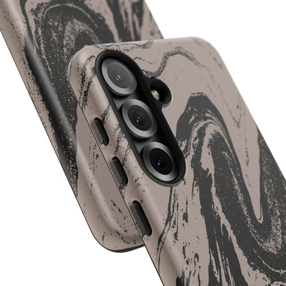Black Marble on Taupe Samsung Galaxy Phone Case