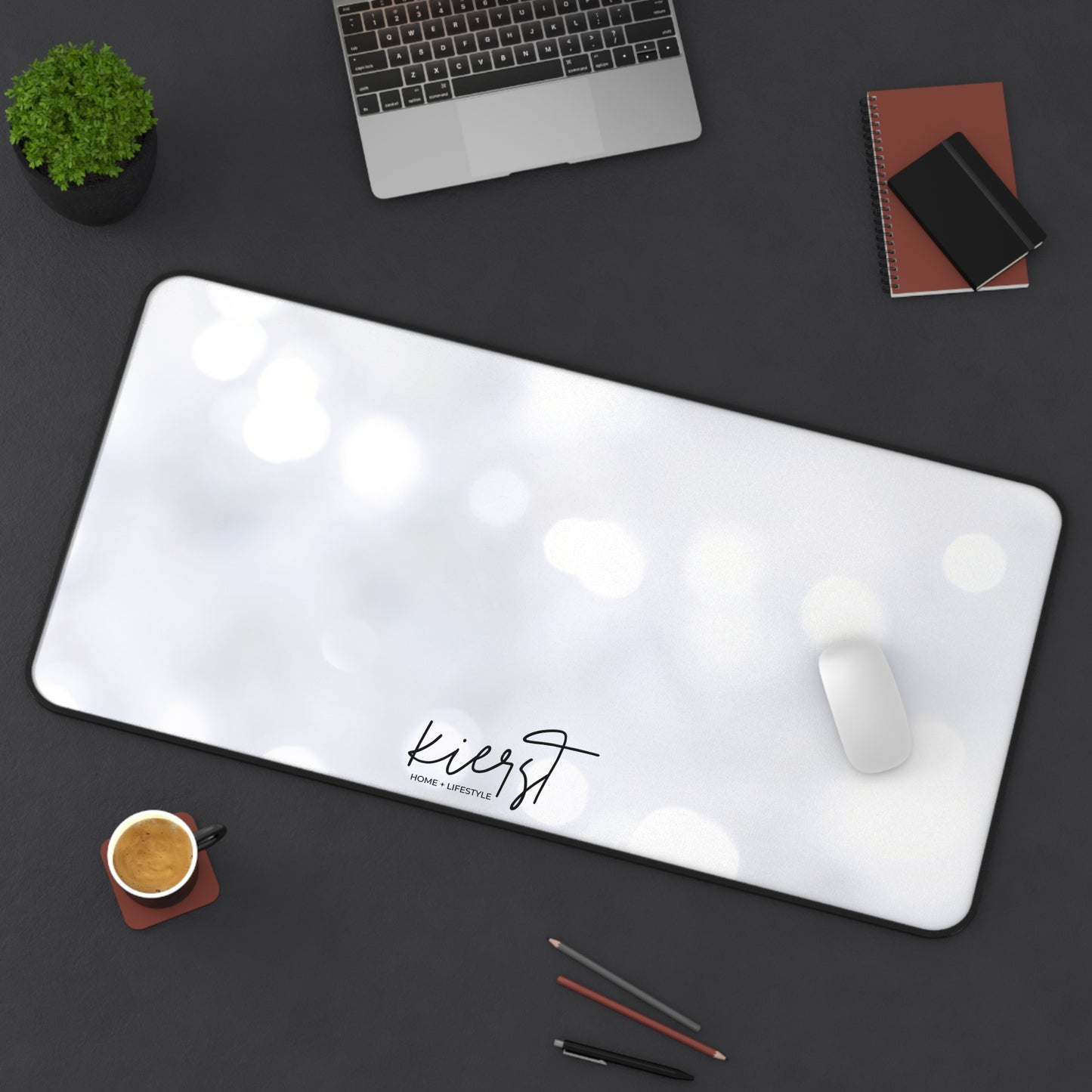 White Sparkle Desk Mat