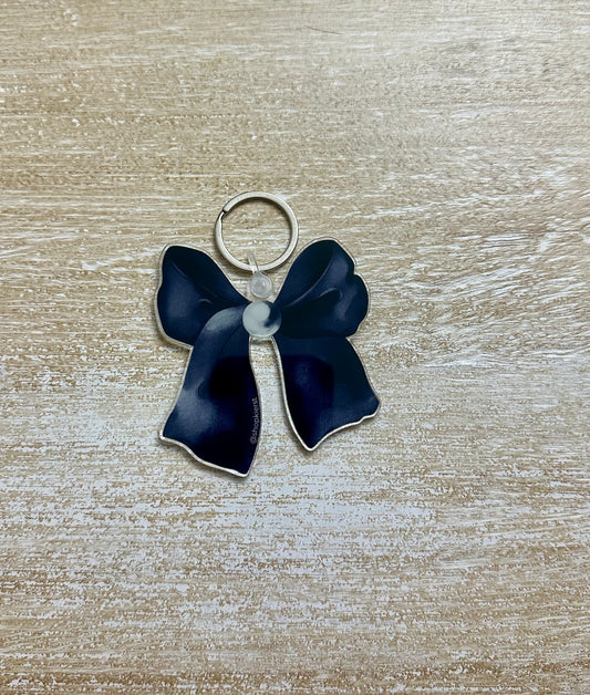 Pearl on Black Bow Ornament + Keychain