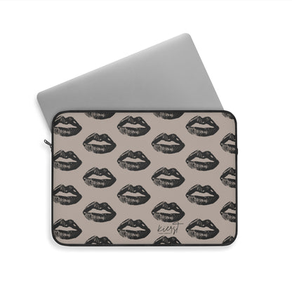 Black Lips on Oat Laptop Sleeve | Soft Neutrals, Bold Mood