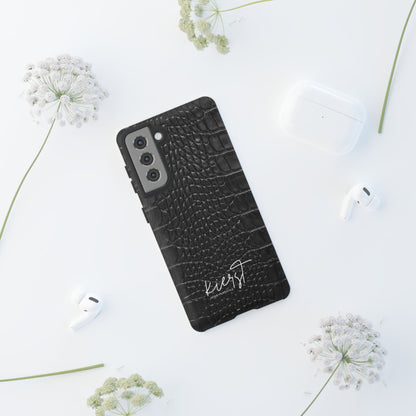 Black Alligator Print Samsung Galaxy Case | Refined Impact, Bold Simplicity