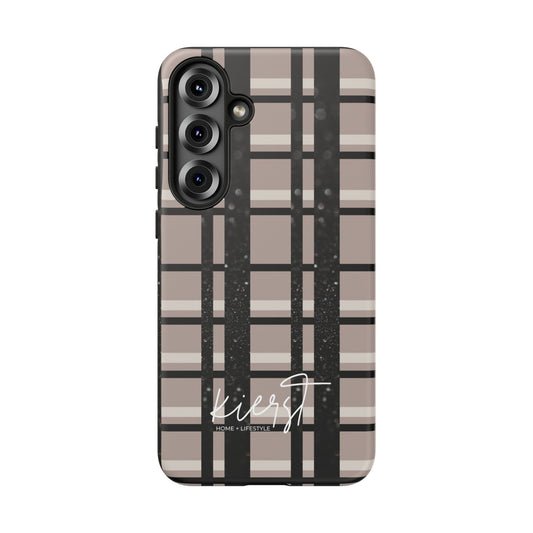 Taupe, Cream, + Black Plaid Samsung Galaxy Case