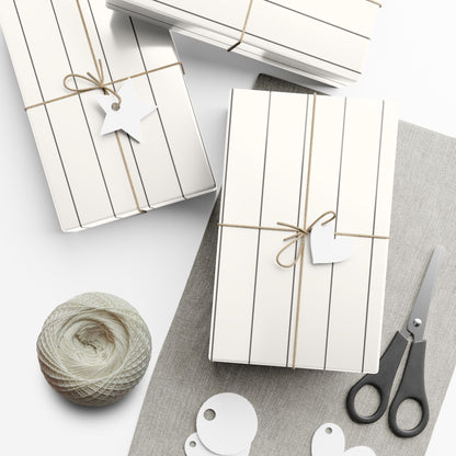 Cream With Grey Pinstripe Gift Wrapping Paper