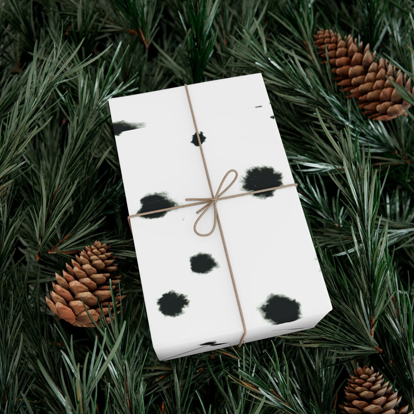 Smudged Black Spots on White Gift Wrapping Paper