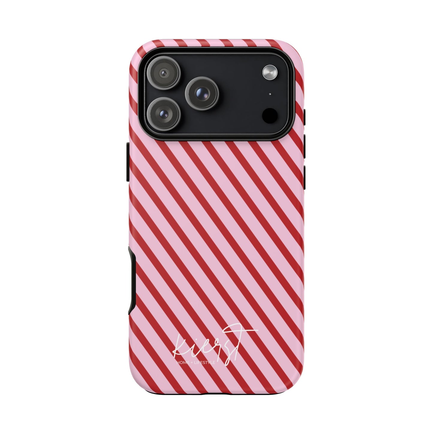 Holiday 25 Pink and Red Diagonal Striped iPhone Case