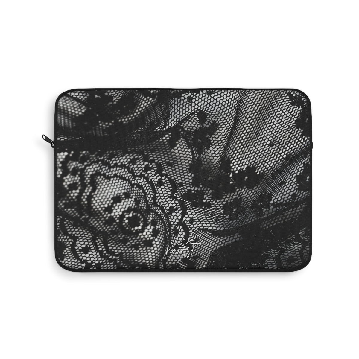 Black + White Lace Print Laptop Sleeve