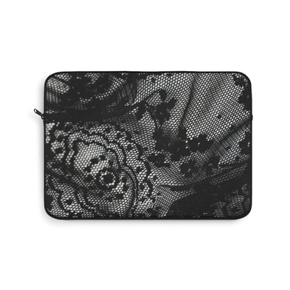 Black + White Lace Print Laptop Sleeve