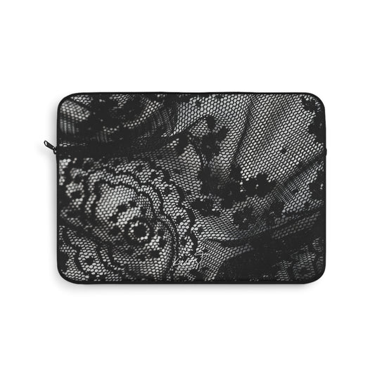 Black + White Lace Print Laptop Sleeve