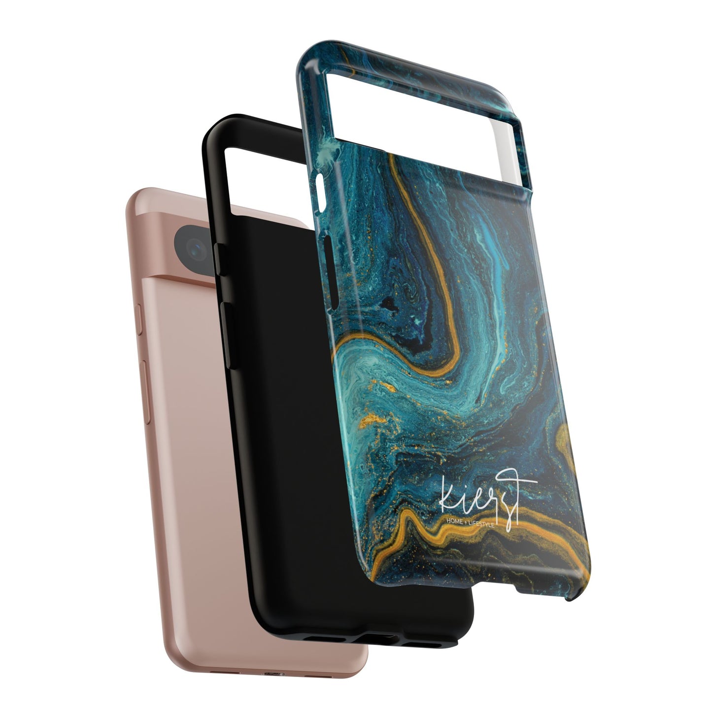 Gold & Teal Marble Google Pixel Case | A Bold Blend of Color & Contrast
