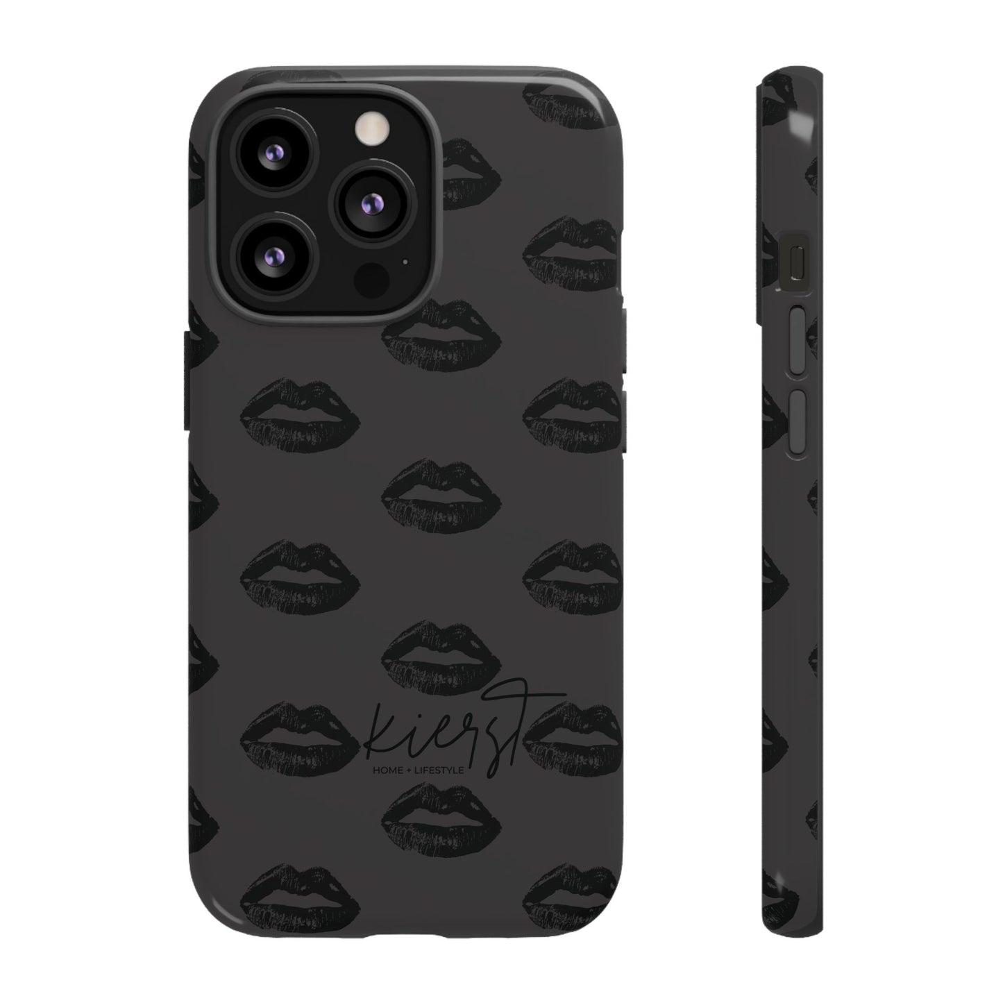 Black Lips on Charcoal iPhone Case